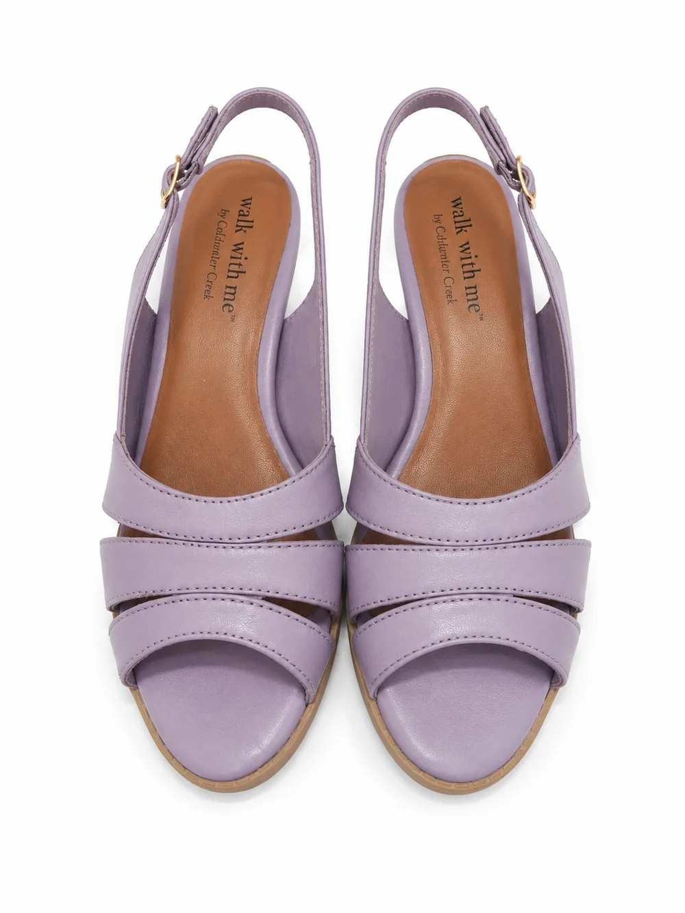 Walk With Me by Coldwater Creek Charisma Lilac Leather Slingback Heeled Sandals